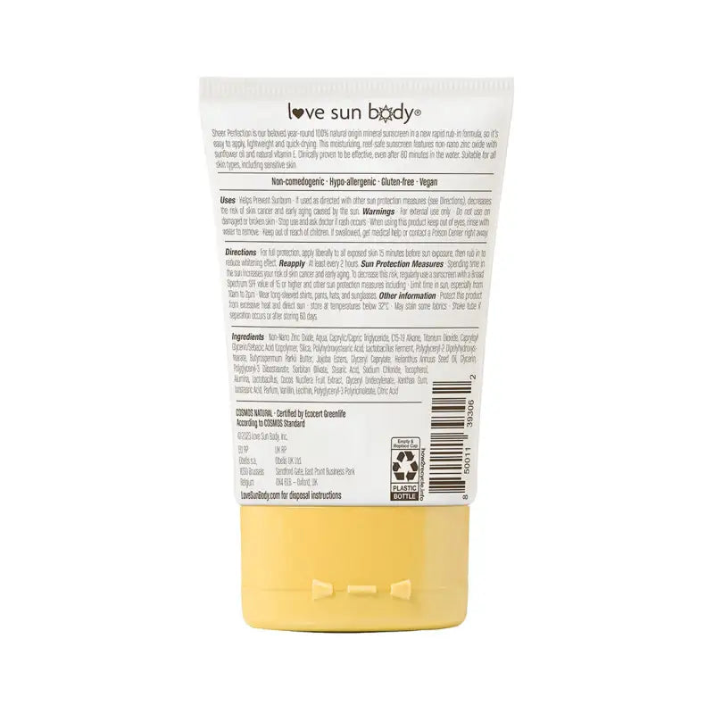 Love Sun Body Sheer Perfection Mineral Body Sunscreen SPF50 Tiare & Vanilla Scent 90ml