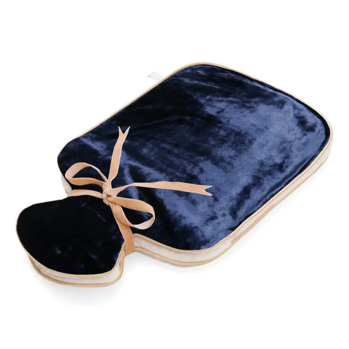 Holistic Silk Velvet Hot Water Bottle 'Navy'