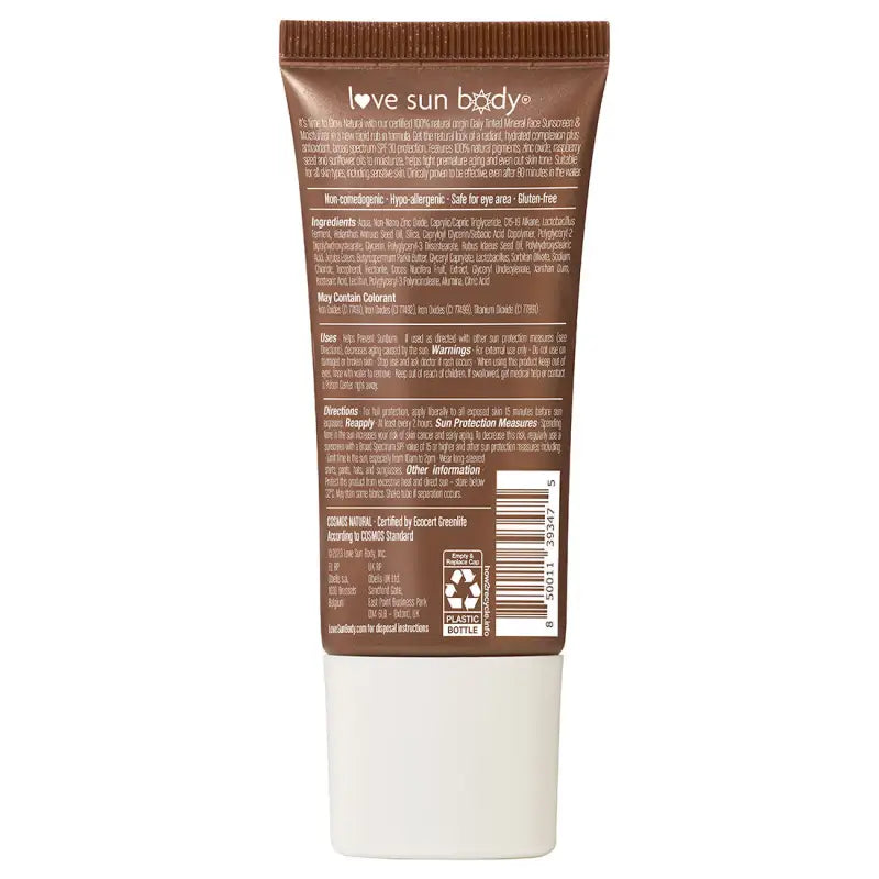 Love Sun Body Glow Natural Daily Tinted Mineral Face Sunscreen & Moisturizer (Sand) SPF30 30ml