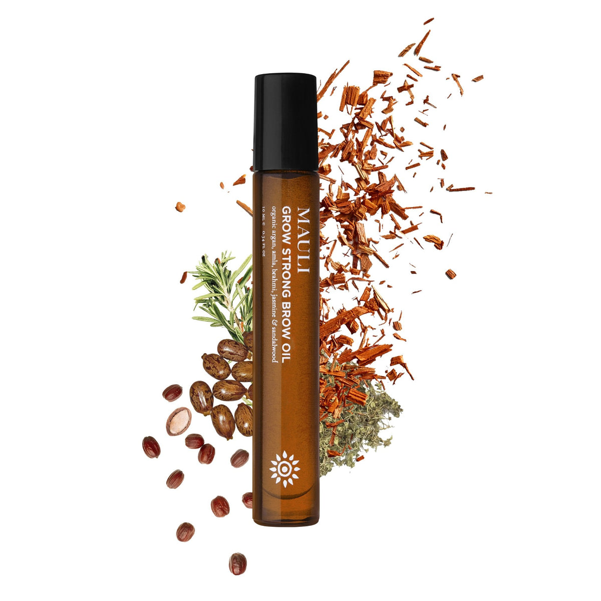 Mauli Rituals Grow Strong Brow Oil 10ml – roller bottle with botanicals