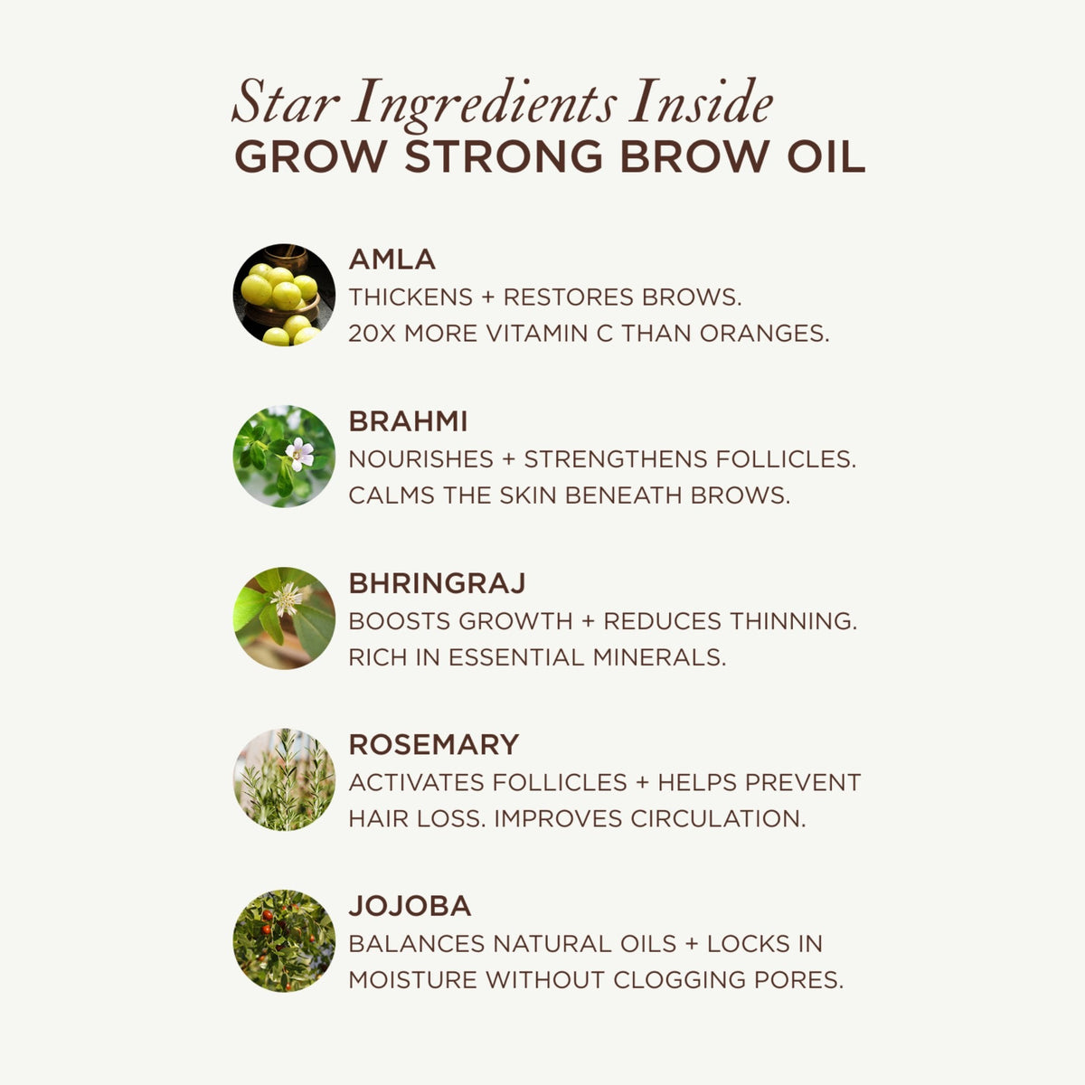 Mauli Rituals Grow Strong Brow Oil 10ml – star ingredients: amla, brahmi, bhringraj, rosemary, jojoba