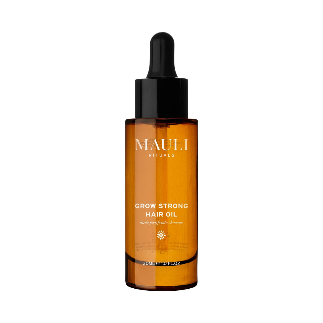 Mauli Rituals Grow Strong Hair Oil 30ml – amber dropper bottle on white