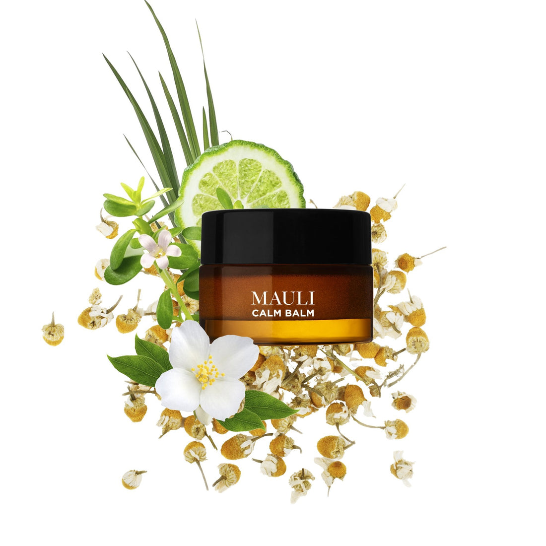 Mauli Rituals Sleep Dharma Calm Balm – jar with botanicals on white