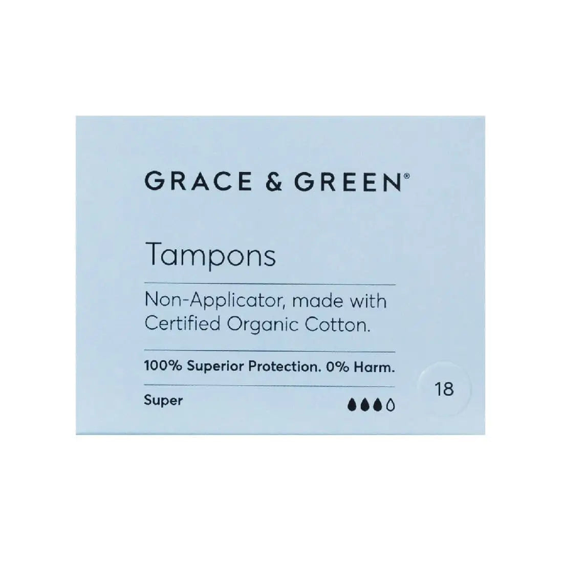 Grace&Green Non-Applicator Tampons Super (18 tampons) - Free