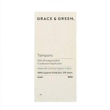 Grace&Green Organic Tampons With Biodegradable Applicator Regular (14 tampons)