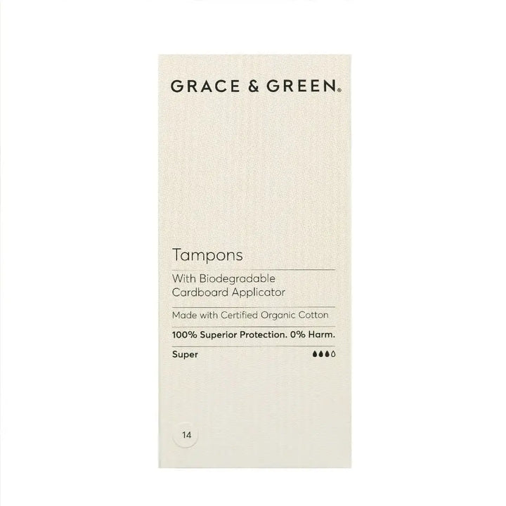 Grace&Green Organic Tampons With Biodegradable Applicator Regular (14 tampons)