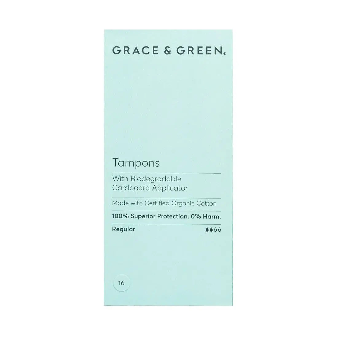 Grace&Green Organic Tampons With Biodegradable Applicator Super (16 tampons)